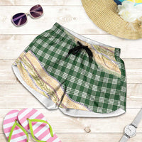 Hunter Green Palaka Hawaii Leis Elegant Vibes Shorts for Women