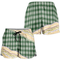 Hunter Green Palaka Hawaii Leis Elegant Vibes Shorts for Women