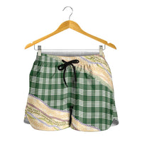 Hunter Green Palaka Hawaii Leis Elegant Vibes Shorts for Women