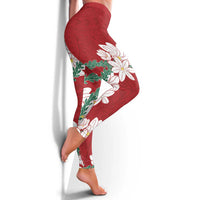 Ia Orana Tahiti Tiare Leggings Crimson Lei - Polynesian Pride