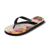 Japanese and Hawaiian Culture Fusion Flip Flops Irezumi with Turtles and Lei Kakau Pattern Sunset Vibe LT03 - Polynesian Pride