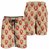 Japanese Daruma Doll Shorts for Men Palaka With Seamless Bamboo Pattern LT14 - Polynesian Pride