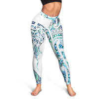 Kahui Whetu Paua Shell Kowhaiwhai Taniko Leggings Manta Ray Shark-Turtle Maori Tribal Style LT9 - Polynesian Pride