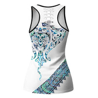 Kahui Whetu Paua Shell Kowhaiwhai Taniko Personalised Hollow Tank Top Manta Ray Shark-Turtle Maori Tribal Style