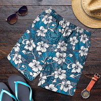 Karakarawa Bula Fiji Shorts for Men Fijian Tapa Seamless Hibiscus LT14 Blue - Polynesian Pride