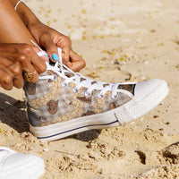 Khaki Palaka Hawaii Cowboy High Top Shoes Puakenikeni Lei Paniolo Papale Seamless Vibes - Polynesian Pride
