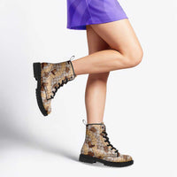 Khaki Palaka Hawaii Cowboy Leather Boots Puakenikeni Lei Paniolo Papale Seamless Vibes - Polynesian Pride