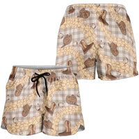 Khaki Palaka Hawaii Cowboy Shorts for Women Puakenikeni Lei Paniolo Papale Seamless Vibes - Polynesian Pride