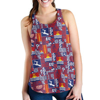 Kiribati Tekeraoi n te Kiritimati Women Racerback Tank Pacific Patchwork Xmas Vibes - Polynesian Pride
