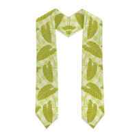 Lime Green Hawaii Kalo Palaka Motifs Graduation Stole Hawaiian Taro Leaves Elegant Vibes