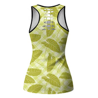 Lime Green Hawaii Kalo Palaka Motifs Hollow Tank Top Hawaiian Taro Leaves Elegant Vibes LT14 - Polynesian Pride