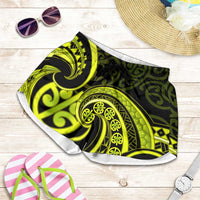 Lime Green New Zealand Mangopare Shorts for Women Aotearoa Maori Koru Style