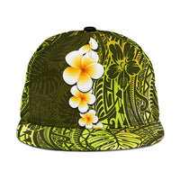 Lime Green Polynesia Snapback Cap Plumeria Tropical Leaves With Galaxy Polynesian Art - Polynesian Pride