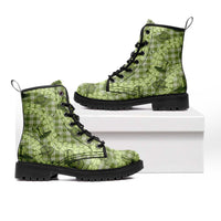 Lime Palaka Hawaii Cowboy Leather Boots Puakenikeni Lei Paniolo Papale Seamless Vibes LT14 Lime - Polynesian Pride