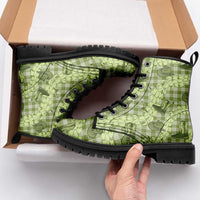 Lime Palaka Hawaii Cowboy Leather Boots Puakenikeni Lei Paniolo Papale Seamless Vibes LT14 - Polynesian Pride