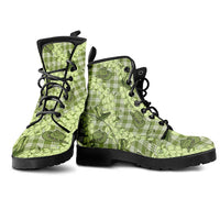 Lime Palaka Hawaii Cowboy Leather Boots Puakenikeni Lei Paniolo Papale Seamless Vibes LT14 - Polynesian Pride