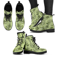 Lime Palaka Hawaii Cowboy Leather Boots Puakenikeni Lei Paniolo Papale Seamless Vibes LT14 - Polynesian Pride