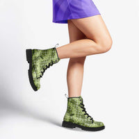 Lime Palaka Hawaii Cowboy Leather Boots Puakenikeni Lei Paniolo Papale Seamless Vibes LT14 - Polynesian Pride