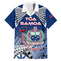 Custom Samoa Rugby Family Matching Short Sleeve Bodycon Dress and Hawaiian Shirt Toa Samoa Myriad Patterns LT01 Dad's Shirt - Short Sleeve Blue - Polynesian Pride
