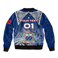 Custom Samoa Rugby Sleeve Zip Bomber Jacket Toa Samoa Myriad Patterns LT01 - Polynesian Pride