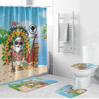 Hawaii Golf Christmas Bathroom Set Mele Kalikimaka Funny Golfer Santa LT01 Bathroom Set (4 pcs) Blue - Polynesian Pride