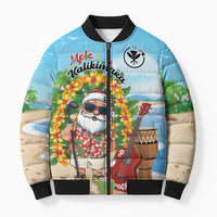 Personalized Hawaii Golf Christmas Bomber Puffer Jacket Mele Kalikimaka Funny Golfer Santa LT01 Unisex Blue - Polynesian Pride