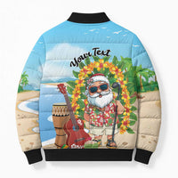 Personalized Hawaii Golf Christmas Bomber Puffer Jacket Mele Kalikimaka Funny Golfer Santa LT01 - Polynesian Pride