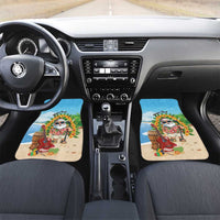 Personalized Hawaii Golf Christmas Car Mats Mele Kalikimaka Funny Golfer Santa LT01 Set 2pcs - Front Blue - Polynesian Pride