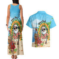 Personalized Hawaii Golf Christmas Couples Matching Tank Maxi Dress and Hawaiian Shirt Mele Kalikimaka Funny Golfer Santa - Polynesian Pride