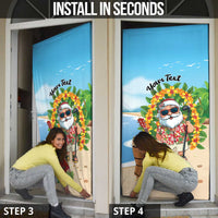 Personalized Hawaii Golf Christmas Door Cover Mele Kalikimaka Funny Golfer Santa LT01 - Polynesian Pride