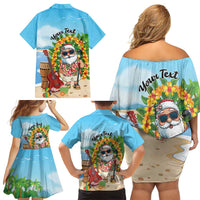 Personalized Hawaii Golf Christmas Family Matching Off Shoulder Short Dress and Hawaiian Shirt Mele Kalikimaka Funny Golfer Santa - Polynesian Pride