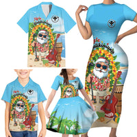 Personalized Hawaii Golf Christmas Family Matching Short Sleeve Bodycon Dress and Hawaiian Shirt Mele Kalikimaka Funny Golfer Santa - Polynesian Pride