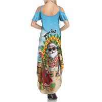 Personalized Hawaii Golf Christmas Family Matching Summer Maxi Dress and Hawaiian Shirt Mele Kalikimaka Funny Golfer Santa - Polynesian Pride