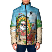 Personalized Hawaii Golf Christmas Padded Jacket Mele Kalikimaka Funny Golfer Santa LT01 Men Blue - Polynesian Pride
