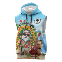 Personalized Hawaii Golf Christmas Sleeveless Hoodie Mele Kalikimaka Funny Golfer Santa LT01 Blue - Polynesian Pride
