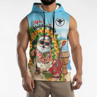 Personalized Hawaii Golf Christmas Sleeveless Hoodie Mele Kalikimaka Funny Golfer Santa LT01 - Polynesian Pride