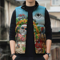 Personalized Hawaii Golf Christmas Sleeveless Puffer Jacket Mele Kalikimaka Funny Golfer Santa - Polynesian Pride