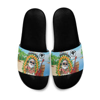 Hawaii Golf Christmas Slide Sandals Mele Kalikimaka Funny Golfer Santa LT01 Blue - Polynesian Pride