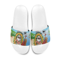 Hawaii Golf Christmas Slide Sandals Mele Kalikimaka Funny Golfer Santa LT01 Blue - Polynesian Pride