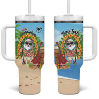Personalized Hawaii Golf Christmas Tumbler With Handle Mele Kalikimaka Funny Golfer Santa LT01 One Size: 40 oz Blue - Polynesian Pride