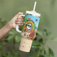 Personalized Hawaii Golf Christmas Tumbler With Handle Mele Kalikimaka Funny Golfer Santa LT01 - Polynesian Pride
