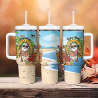 Personalized Hawaii Golf Christmas Tumbler With Handle Mele Kalikimaka Funny Golfer Santa LT01 - Polynesian Pride