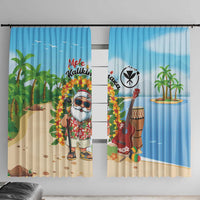 Hawaii Golf Christmas Window Curtain Mele Kalikimaka Funny Golfer Santa LT01 With Hooks Blue - Polynesian Pride