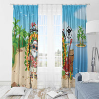 Hawaii Golf Christmas Window Curtain Mele Kalikimaka Funny Golfer Santa LT01 - Polynesian Pride