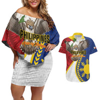 Personalized Philippines Couples Matching Off Shoulder Short Dress and Hawaiian Shirt Filipino Araw ng Kalayaan