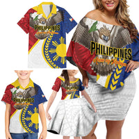 Personalized Philippines Family Matching Off Shoulder Short Dress and Hawaiian Shirt Filipino Araw ng Kalayaan