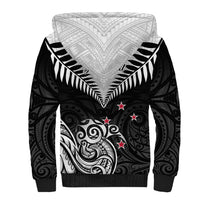 Personalised New Zealand Sherpa Hoodie Aotearoa Maori Kiwi Black Fern LT01 - Polynesian Pride