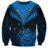 Personalised New Zealand Sweatshirt Aotearoa Blue Maori Kiwi Blue Fern LT01 Unisex Blue - Polynesian Pride