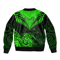 Personalised New Zealand Bomber Jacket Aotearoa Maori Kiwi Green Fern LT01 - Polynesian Pride