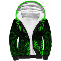 Personalised New Zealand Sherpa Hoodie Aotearoa Maori Kiwi Green Fern LT01 Unisex Green - Polynesian Pride